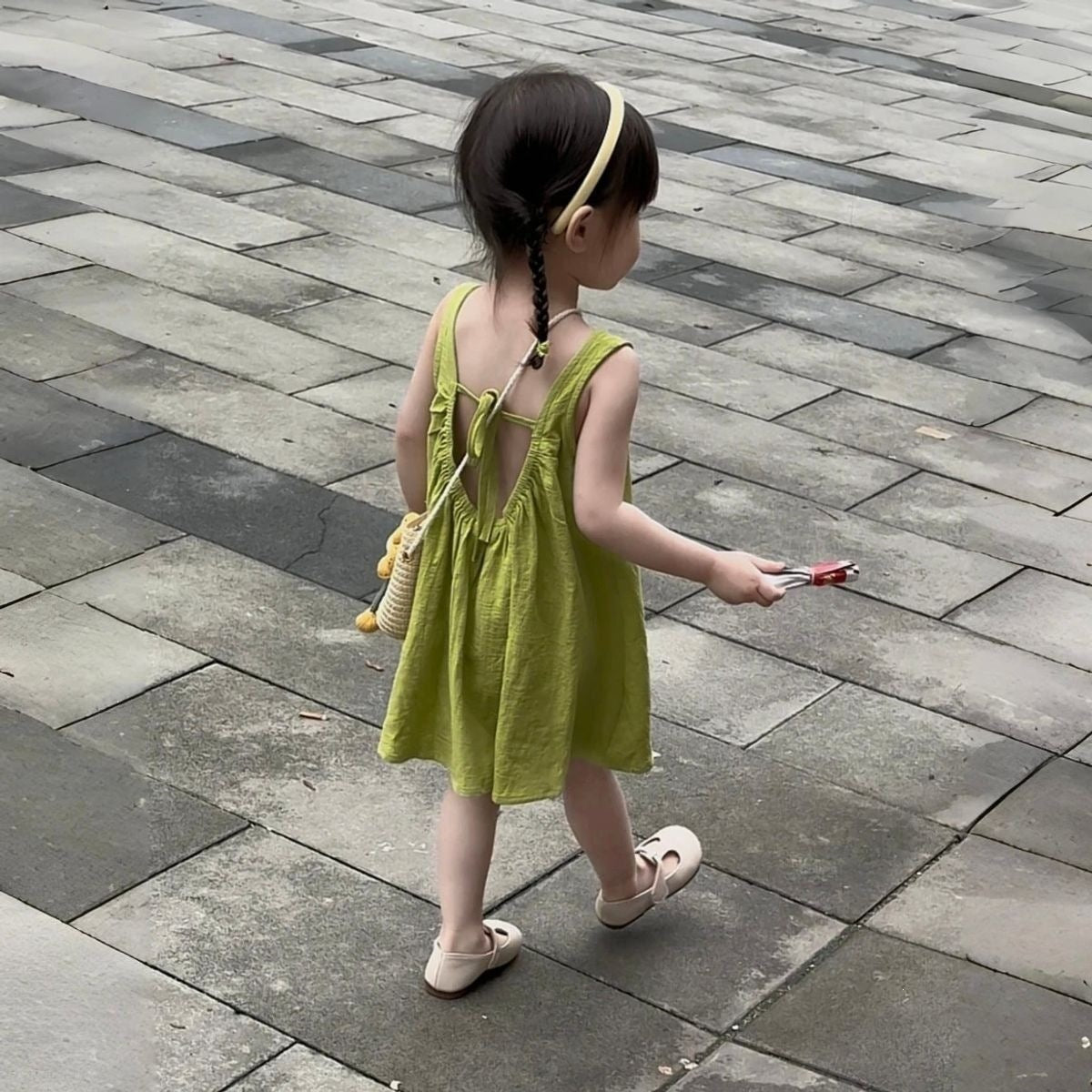 Children's Style Summer Western Fashionable Cotton Vest Fresh Green Children's Dress