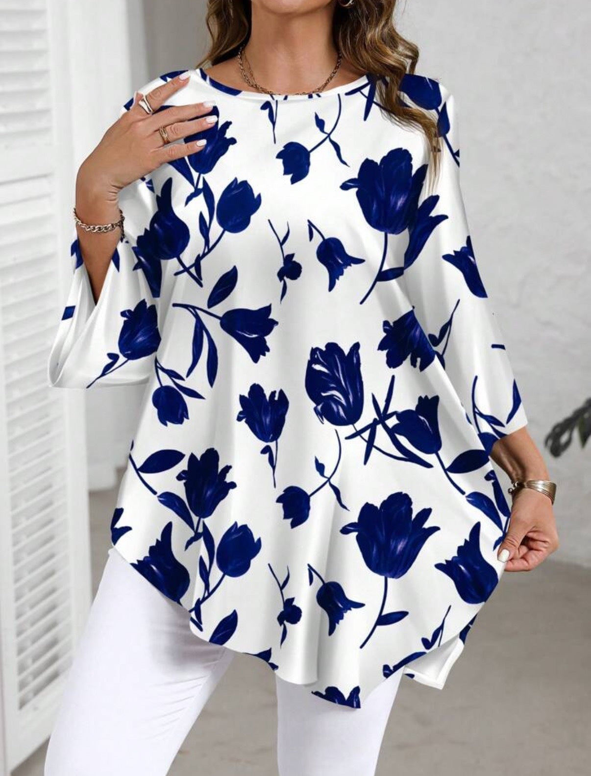Women's Versatile Printed Crew Neck Optional Large Size T-shirt