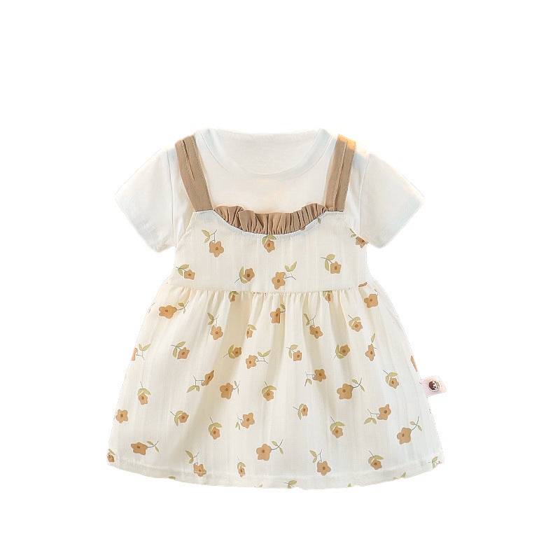 Children's Summer Cotton Floral Princess Year-old Short Children's Dress