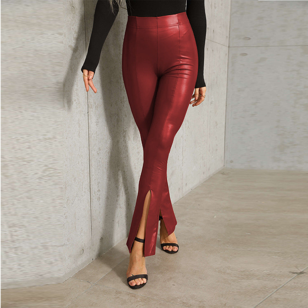 Women's Style Sexy Bell-bottom Oversized High Waist Belly Contracting Color Casual Pants