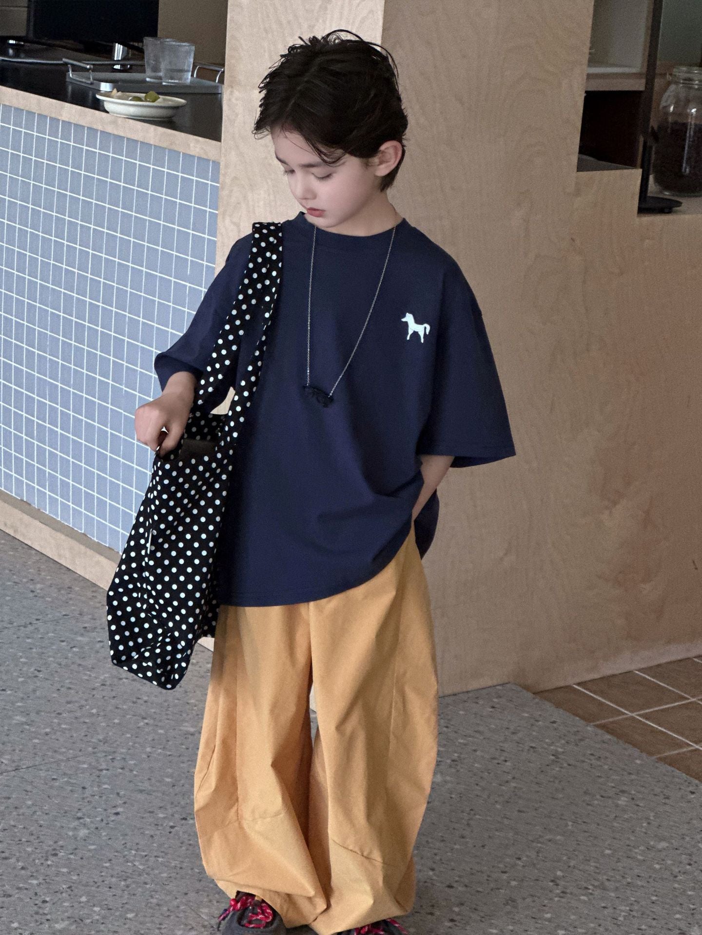 Children's Short-sleeved Summer Shirt Loose Cotton Crew Neck Casual Children's T-shirt