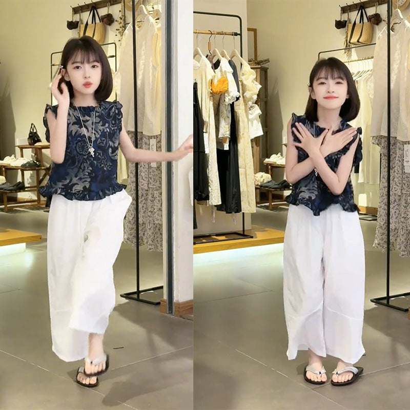 Children's Medium Large Western Style Sleeveless Vest Thin Pants Children's Suit
