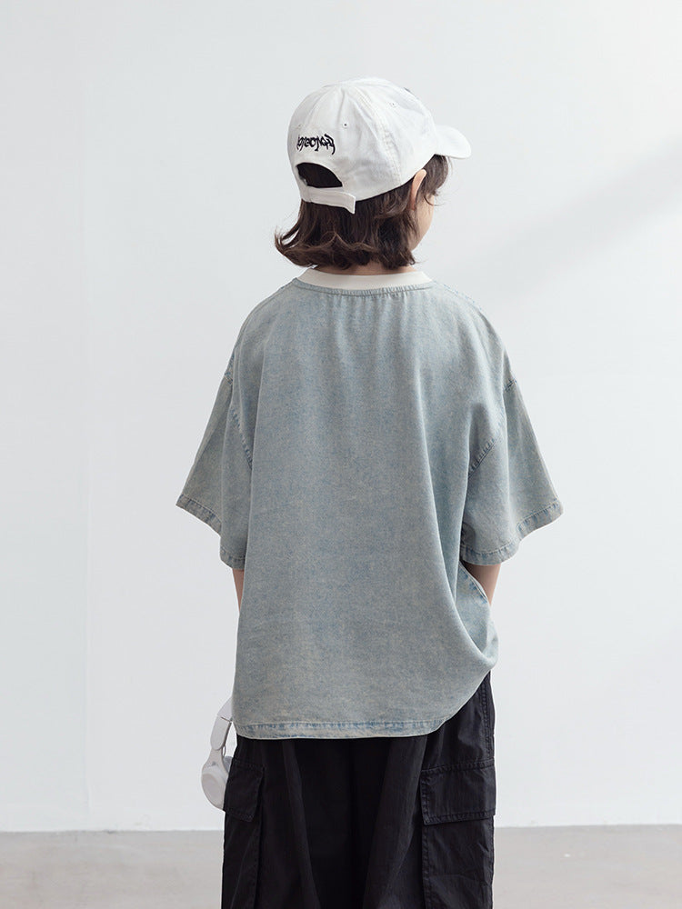 Children's Short-sleeved Summer Thin Casual Loose Half-sleeve Top Big Clothes Children's T-shirt