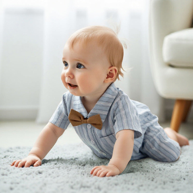 Clothes Thin Jumpsuits Striped Cotton Born Short Sleeve Boy's Jumpsuit, Climbing Suit