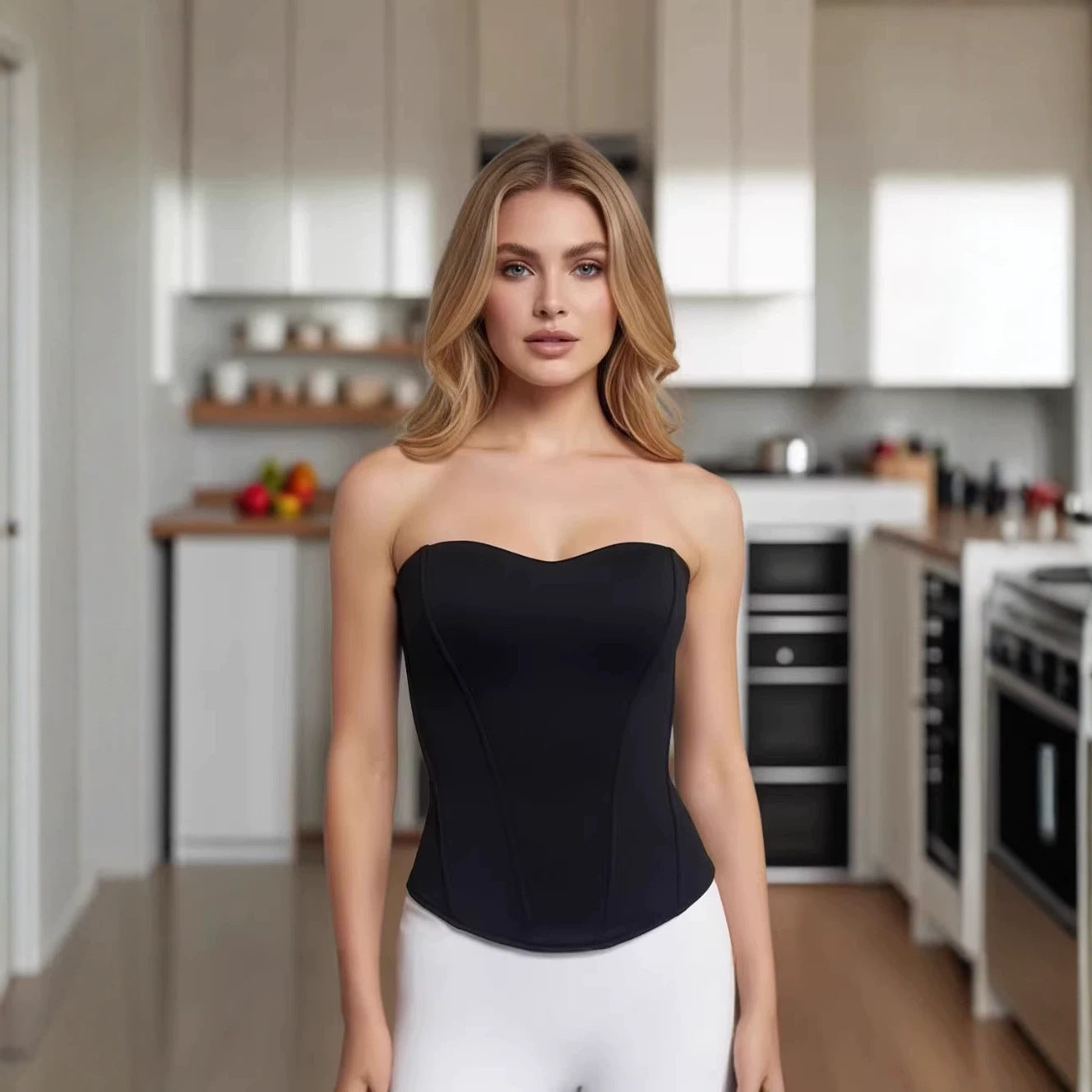 Women's Hot Wind Black Tube Outer Wear Super Look Skinny Slimming Small Vest/suspenders/tube Top