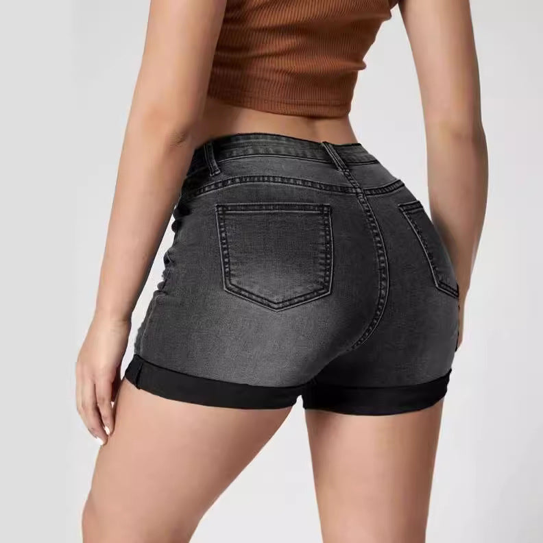 Women's Ripped Curling High Elastic Waist Denim Hot Women's Jeans