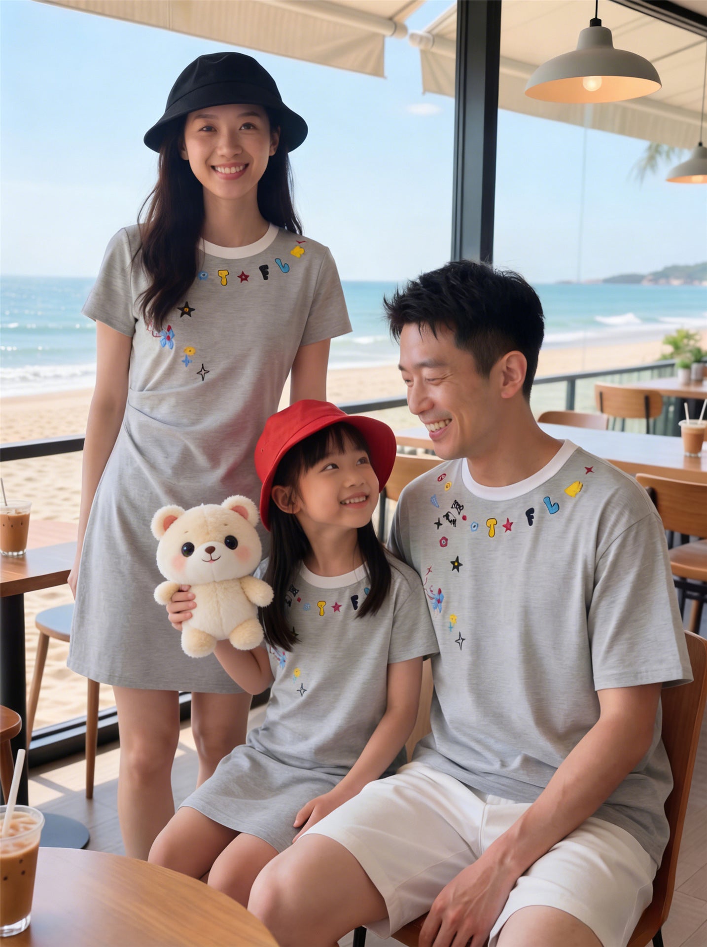 Family Of Three Or Four Korean Style Couple Fashion Mother Parent-child Outfit