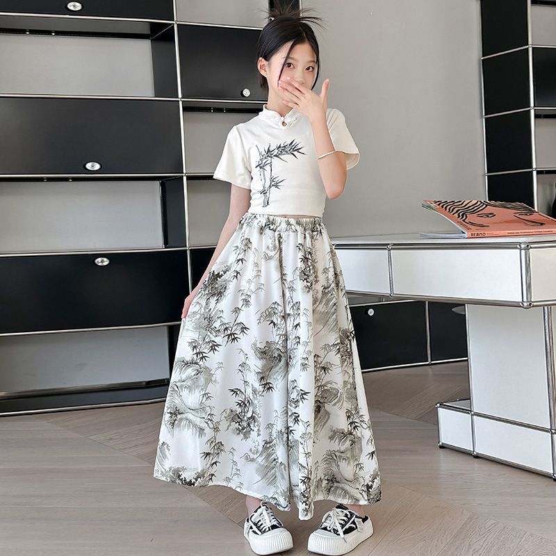 Children's Summer Suits Western Style Chinese Short Sleeve Skirt Children's Suit