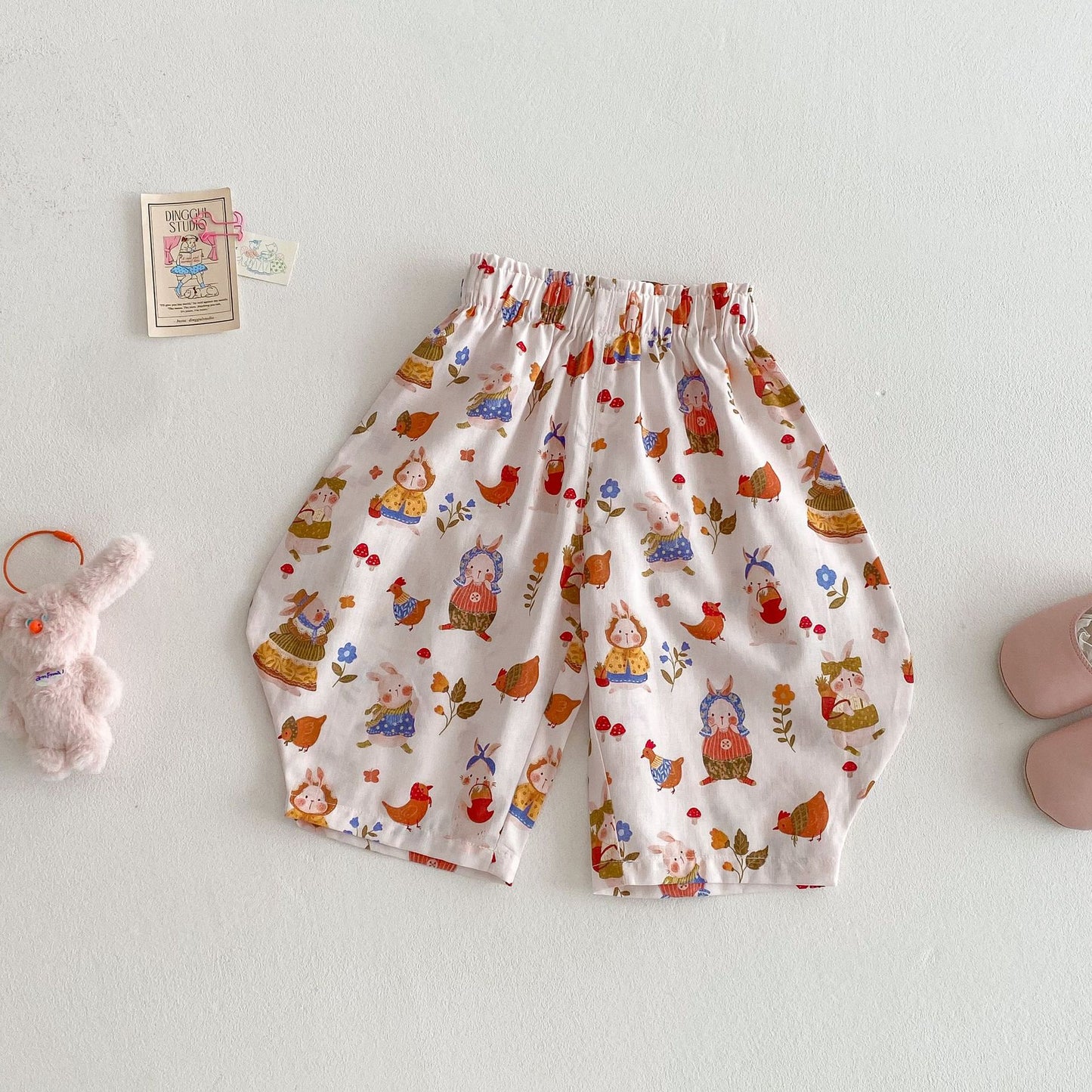 Children's Right Summer Western Style Striped Floral Children's Pants