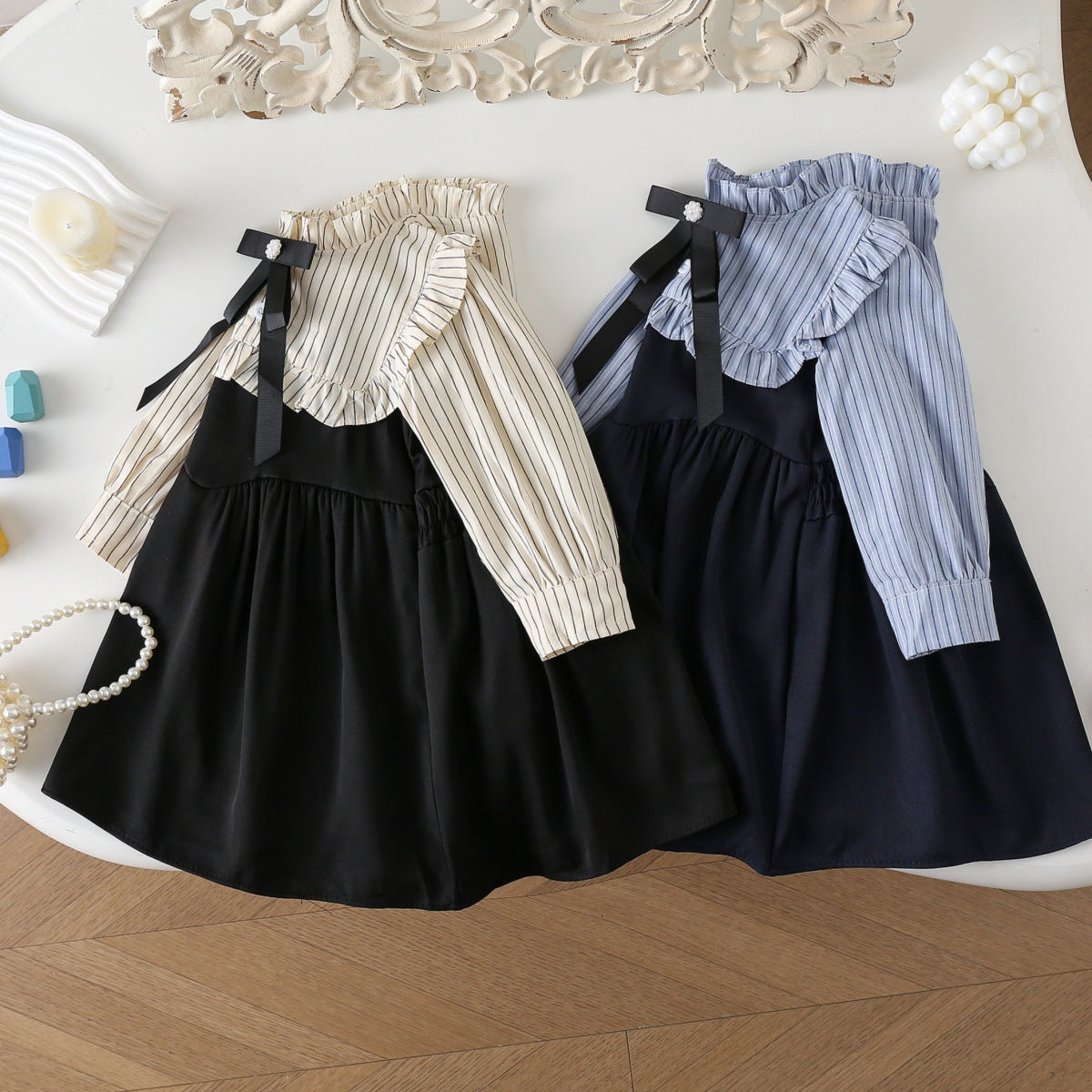 Children's Stitching Autumn Sweet Long Sleeve Skirt Shirt Little Children's Dress