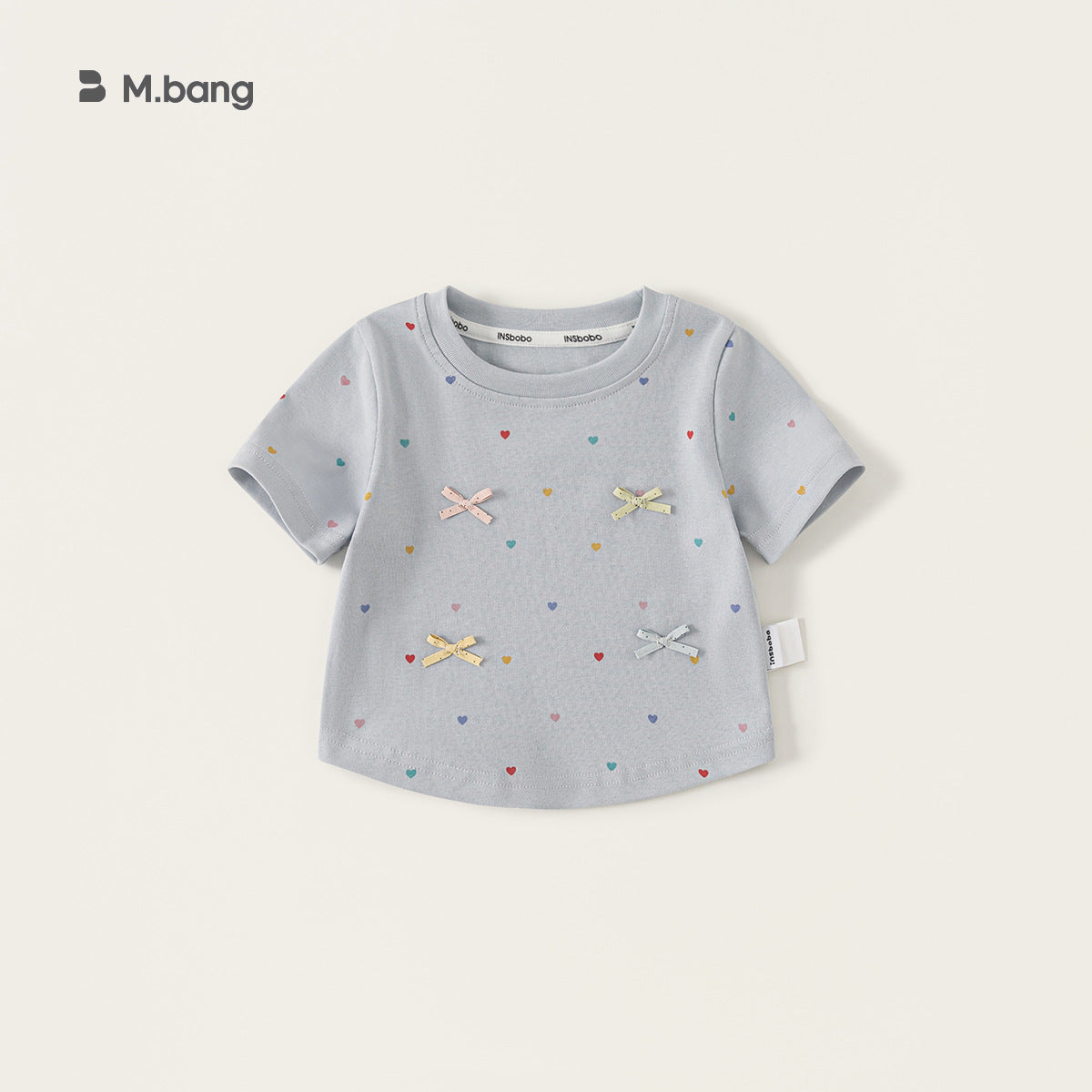 Children's Sweet Bow Top Polka Dot Round Neck Little Children's T-shirt