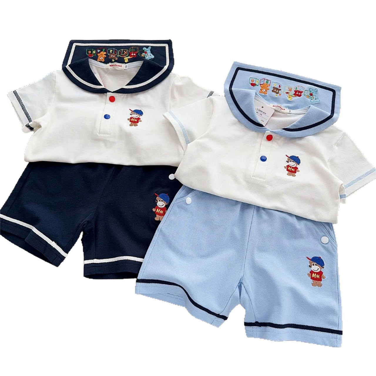 Soft Navy Short Sleeve Summer Boys Children's Suit