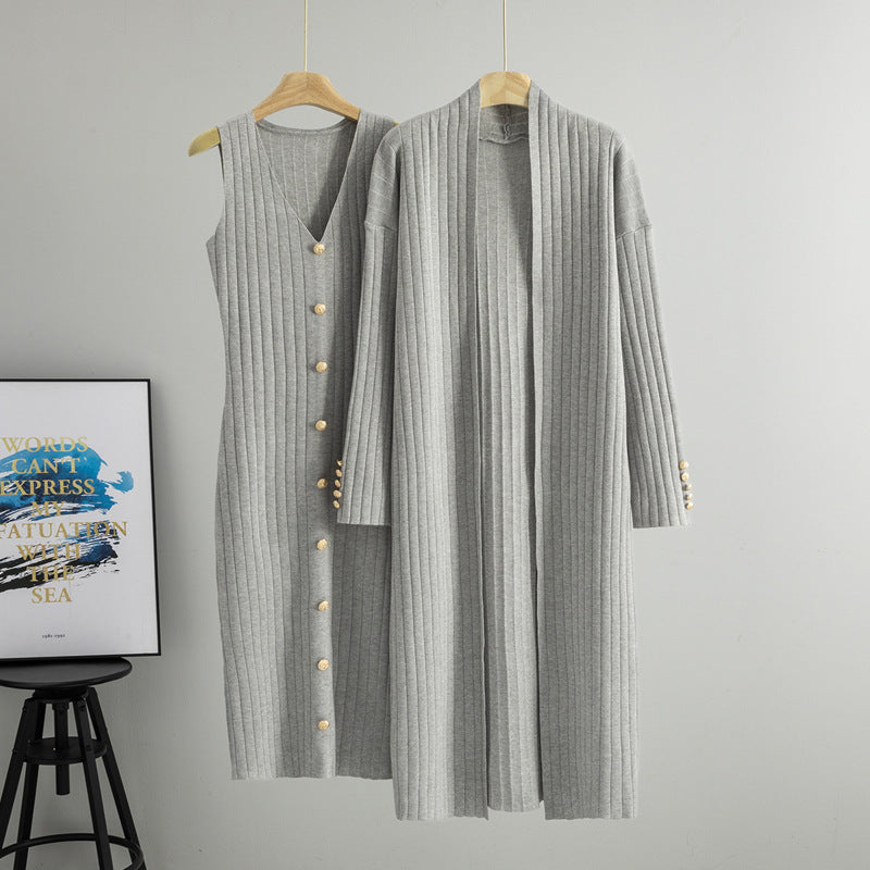 Women's Style Long Knitted Elegant Dress Two-piece Suits