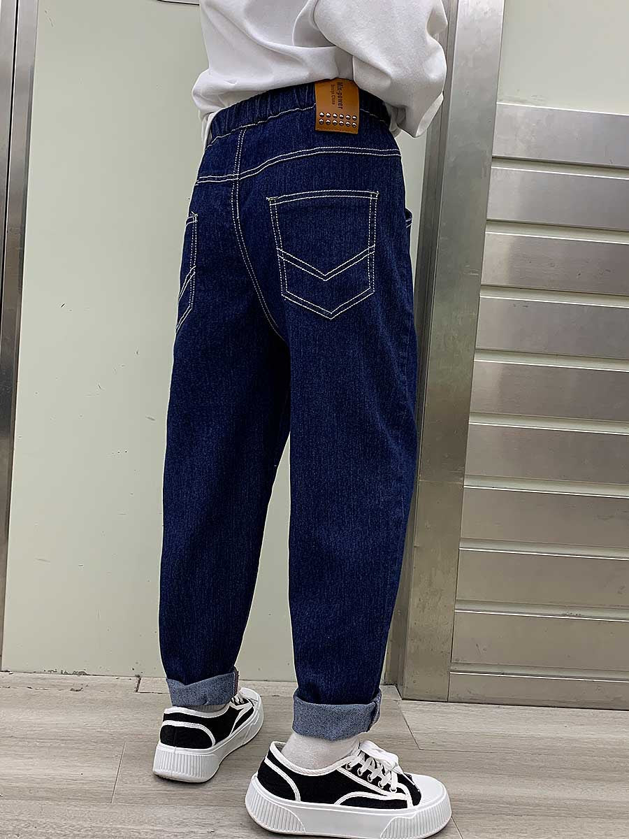 Children's Jeans Trendy Daddy Blue Clothing Crawler Outer Wear Trousers Loose Children's Pants