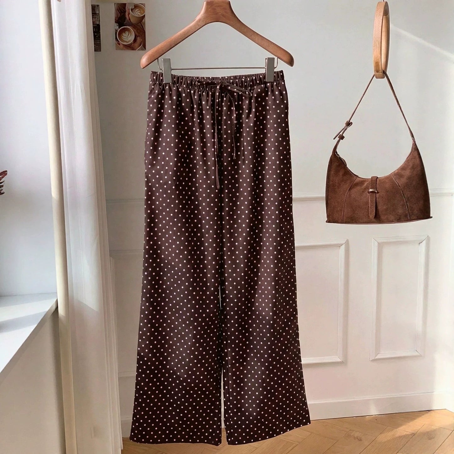Fashion Slimming Straight Draping Thin Polka Casual Pants