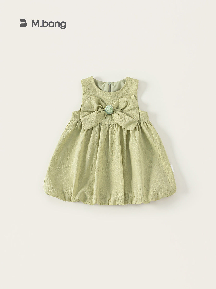 Children's Clothing Summer Solid Color Bow Sleeveless Princess Children's Dress