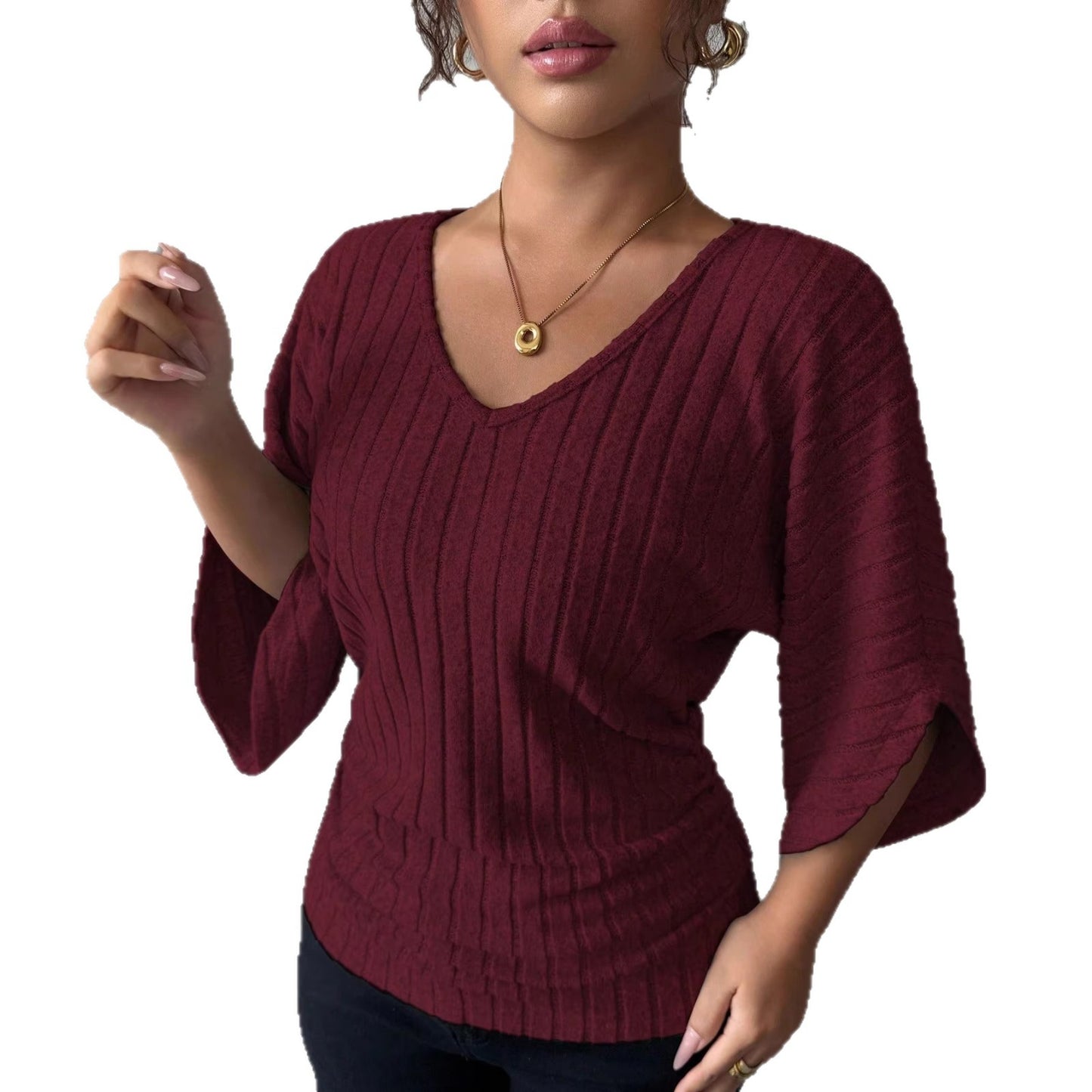 Women's Fashion Casual Batwing Sleeve Knitted Tops