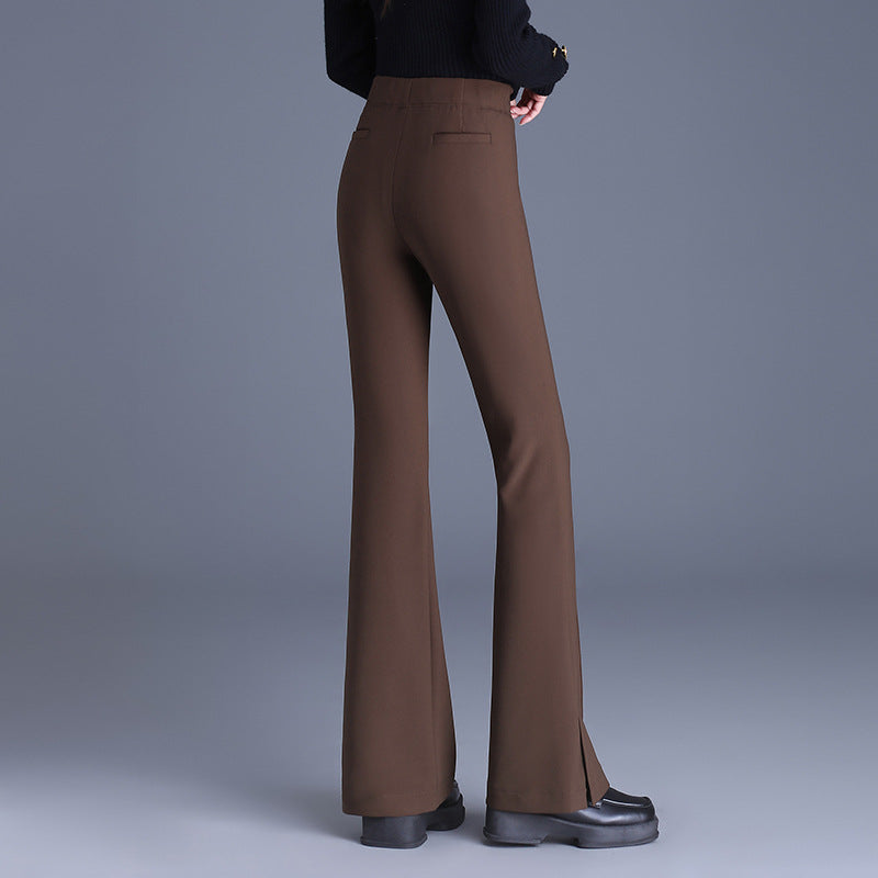 Women's High Waist Slimming Mother Thickened Woolen Casual Pants