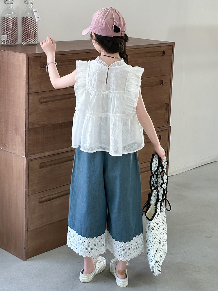 Children's Summer Western Style Flounced Sleeve Doll Children's Suit