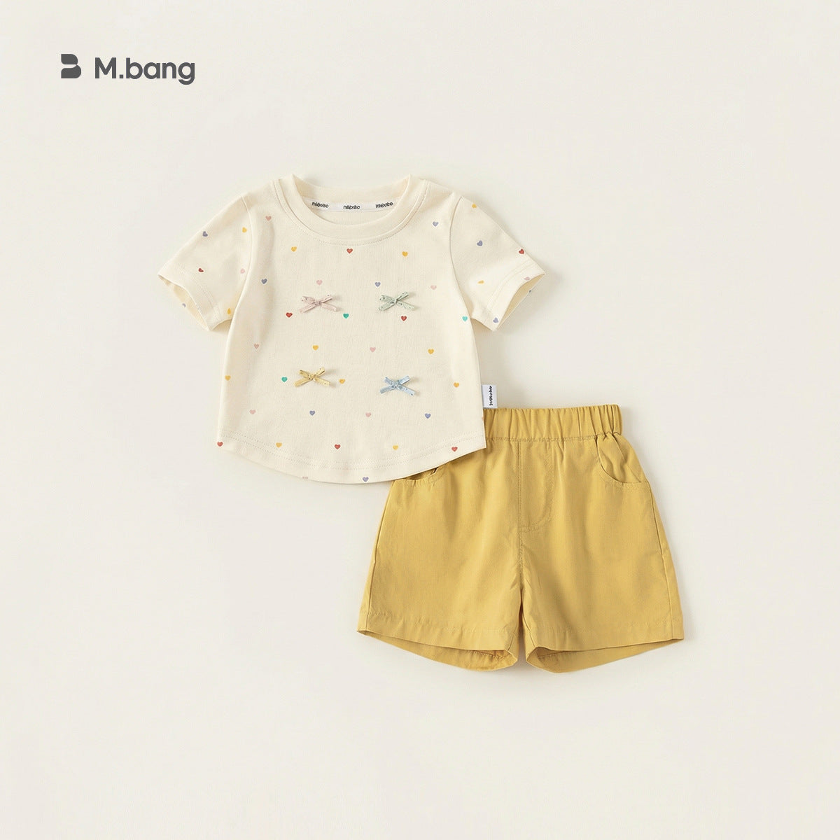 Children's Sweet Bow Top Polka Dot Round Neck Little Children's T-shirt