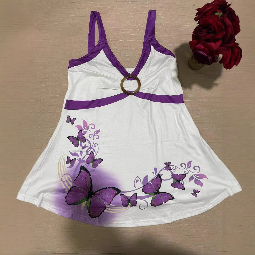 Women's Summer Fashion Butterfly Print Sexy Sleeveless Small Vest/suspenders/tube Top