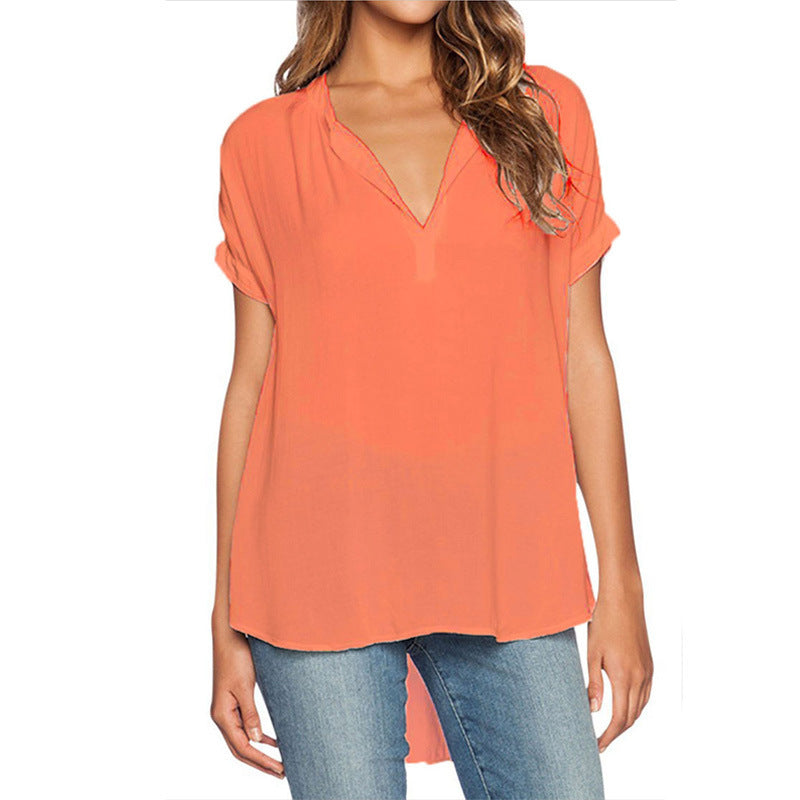 Women's Summer Fashion Wear Sleeve Front Back Long Loose Lace Shirt, Chiffon Shirt