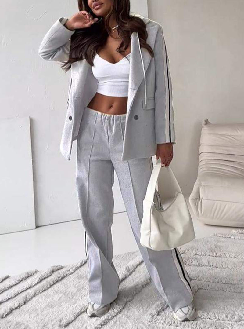 Women's Ribbon Hooded Wide Leg Two-piece For Fashion Casual Suit
