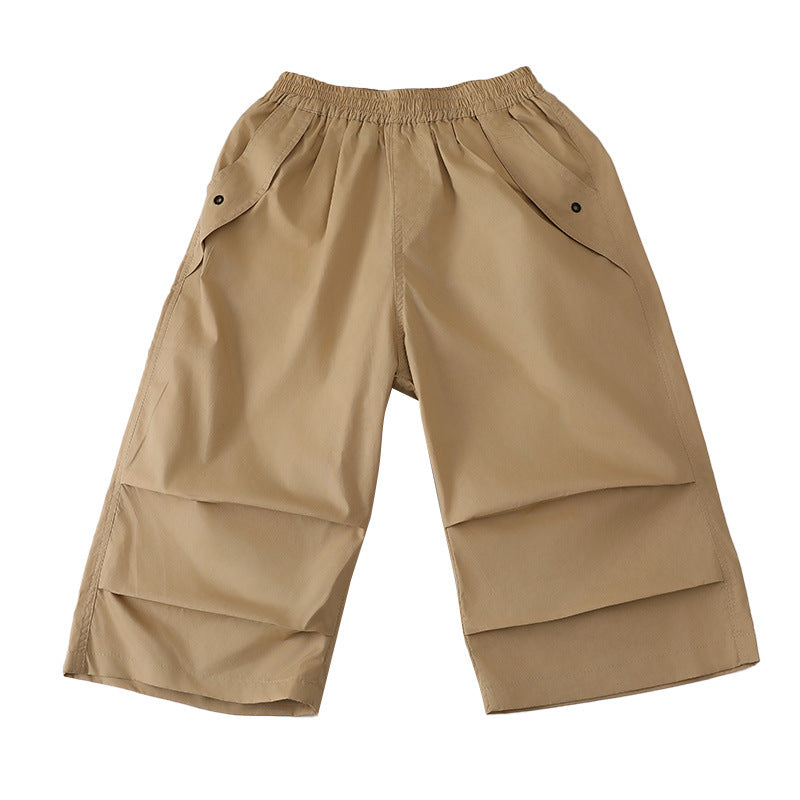Summer Thin Cropped Medium Big Large Size Loose Cargo Children's Pants