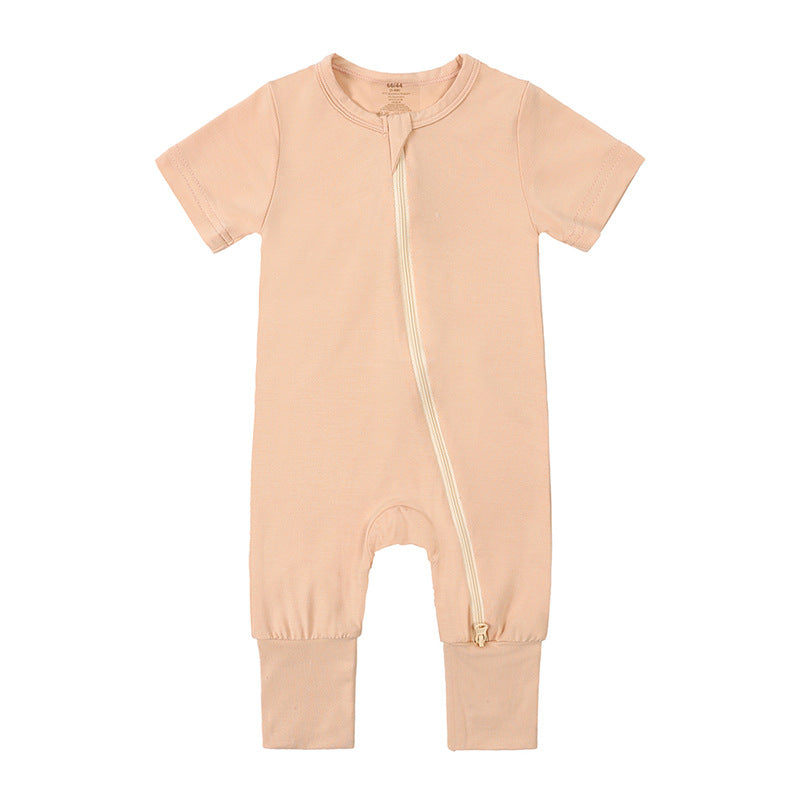 Jumpsuit Summer Bamboo Fiber Style Short Sleeve Male Female Jumpsuit, Climbing Suit