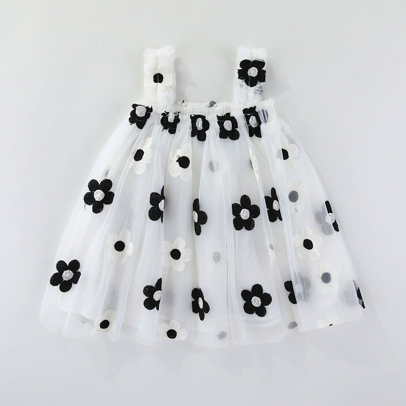 Embroidered Mesh Suspender Skirt Tube Top Fluffy Children's Dress
