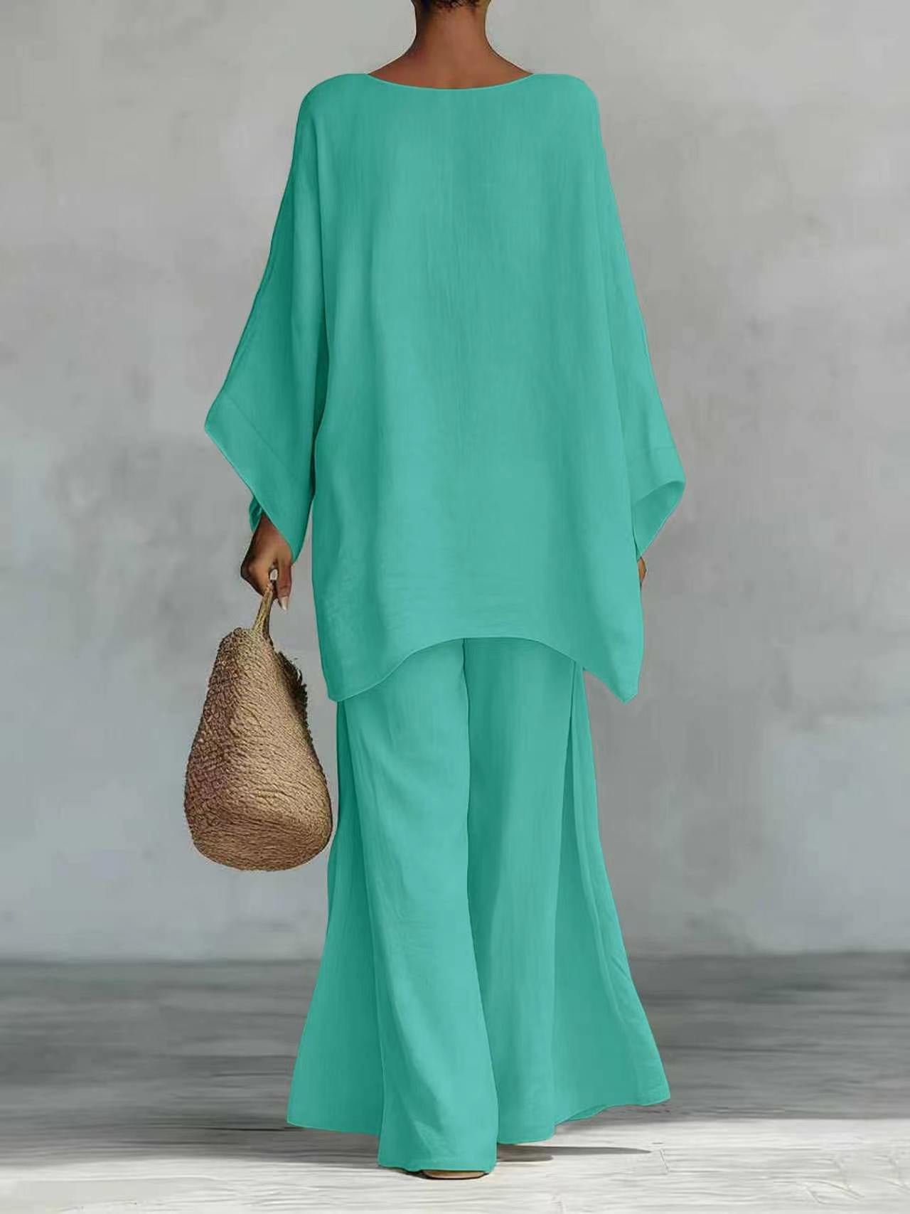 Women's Simple Loose Old Money Style Linen Blended Fashion Casual Suit