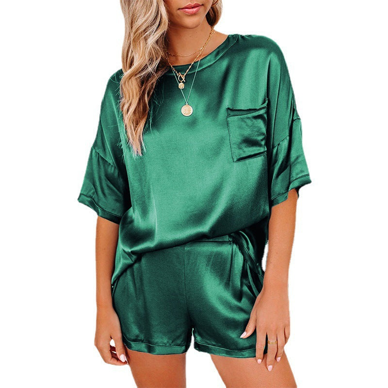 Solid Color Chiffon Pajamas Loose Two-piece Suits