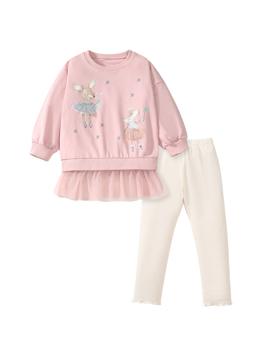 Children's Autumn Long-sleeved Mesh Cute Cartoon Children's Suit