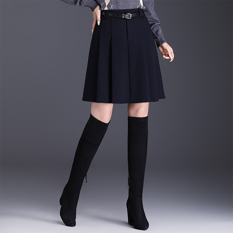 Women's High Waist Pleated A- Line Korean Skirt