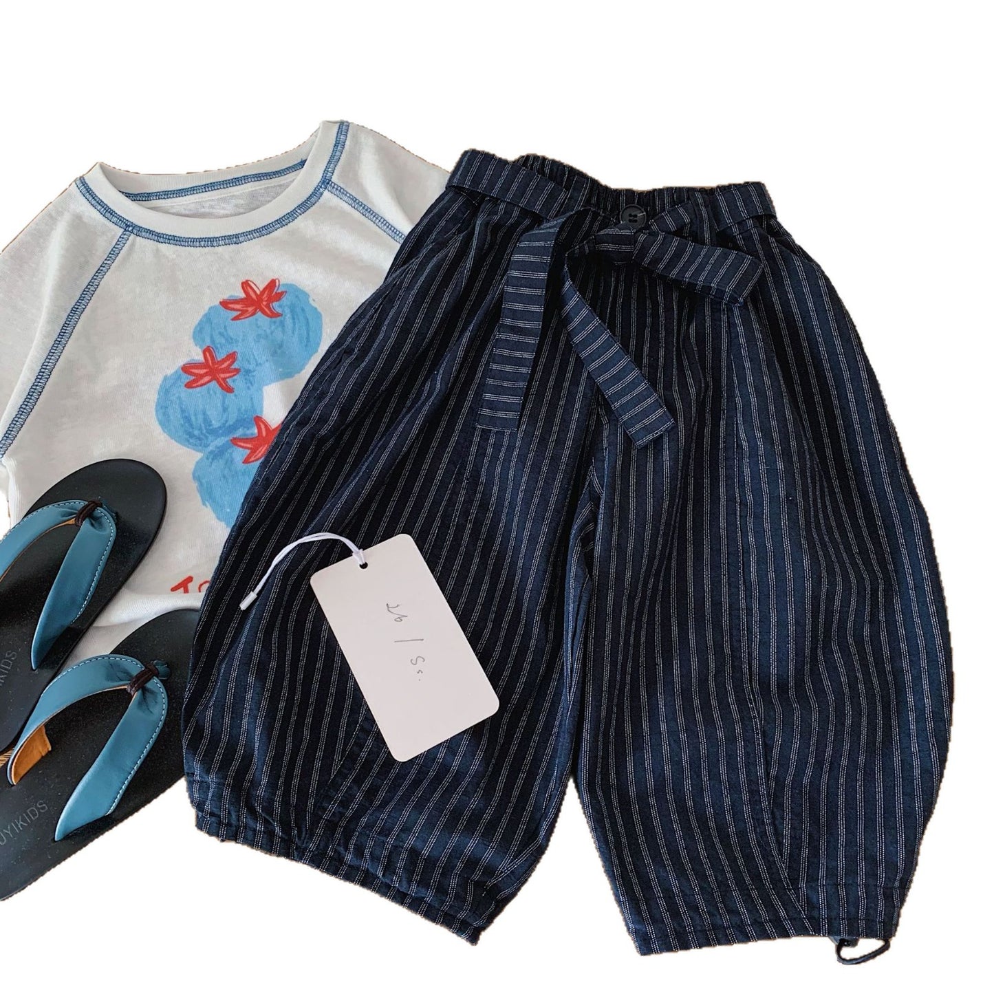 Children's Boy Summer Retro Vertical Stripe Casual Loose Children's Pants