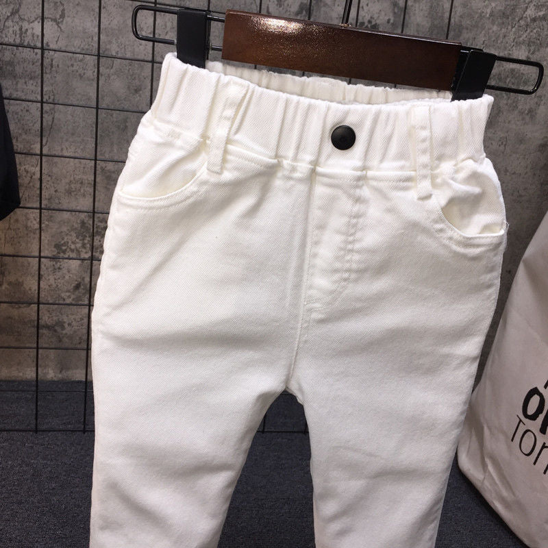 Children's Clothing White Casual Korean Slim Trousers Thin Children's Pants