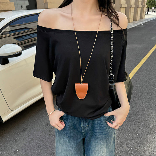 Women's Design Gray Sleeve Summer Chic Loose Women's T-shirt