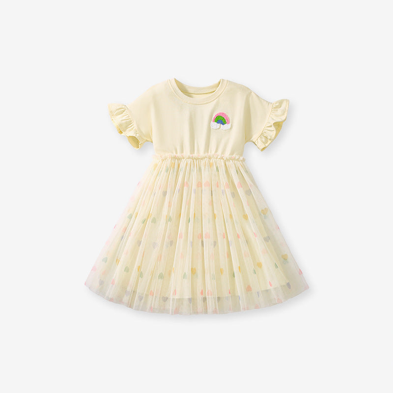 Children's Cute Ruffle Sleeve Cotton Skirt Summer Children's Dress