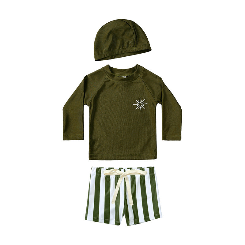 Children's Summer Long Sleeve Split Style Swimsuit Boys Boy Sun Protective Children's Suit