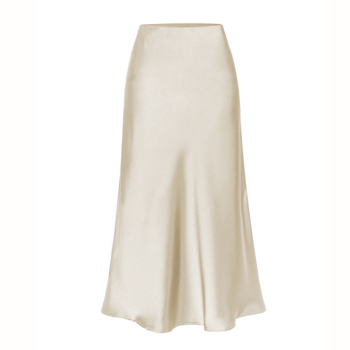 Women's Quality Acetate Satin Elastic Waist Pure Color Skirt