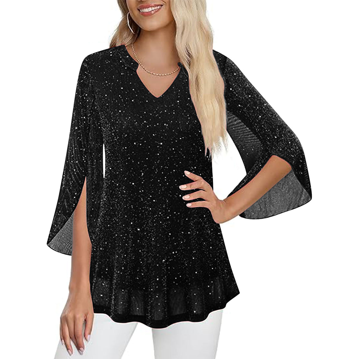 Women's Layer Sier String Mesh Summer Flare Tops