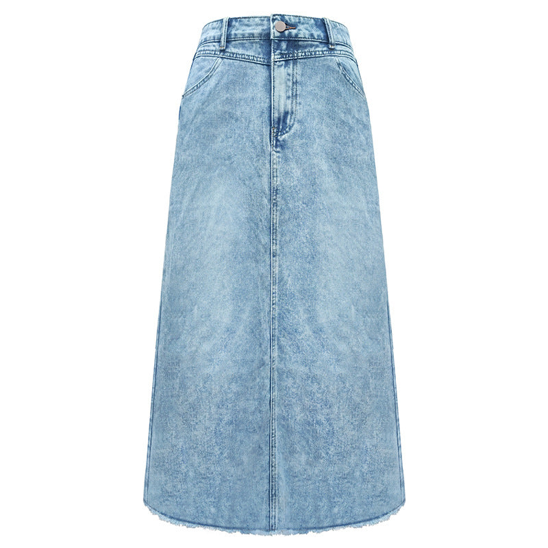 Waist Minimalist A- Line Temperament Denim Skirt