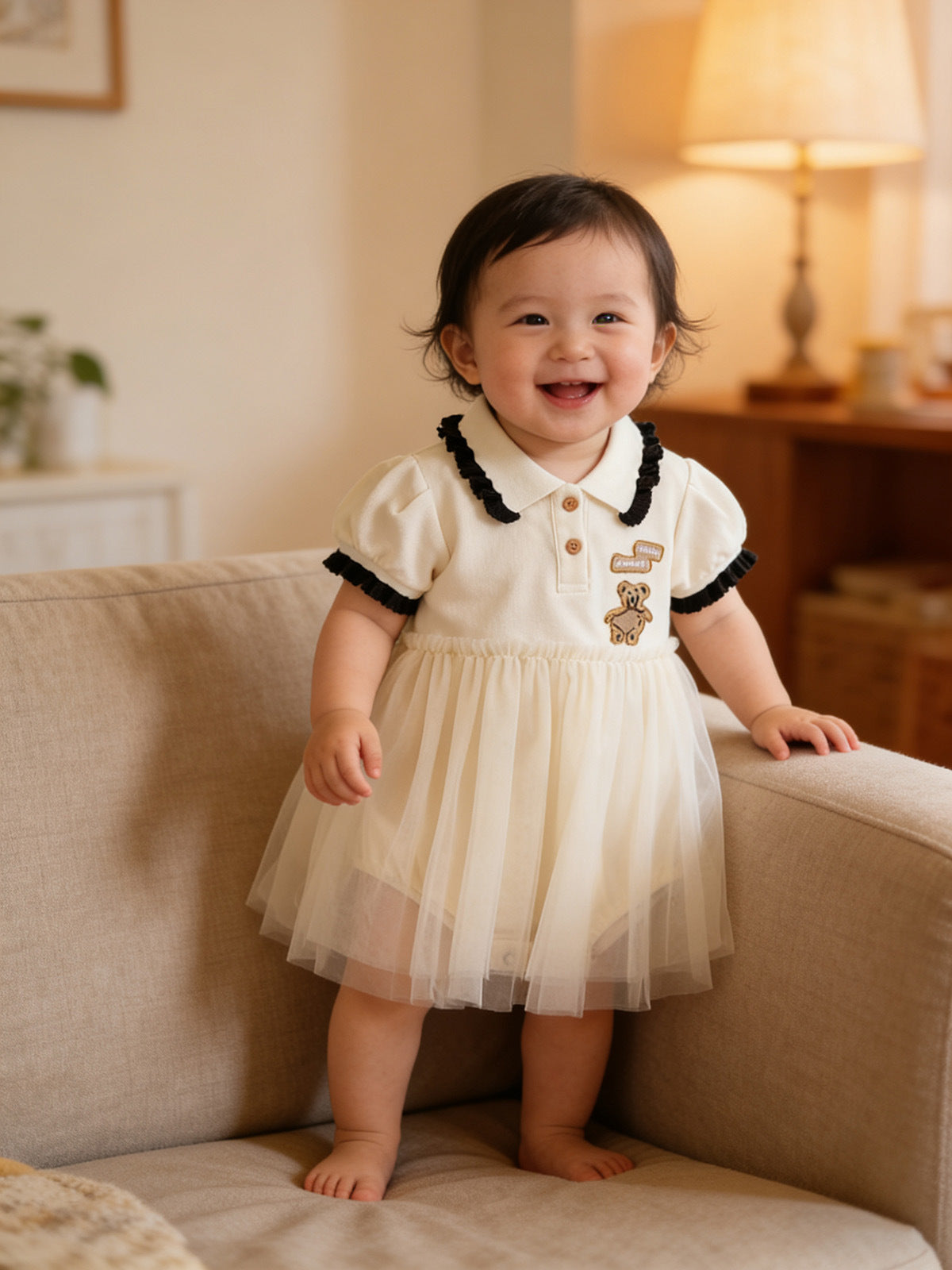 Summer One Family Three Or Four Mouth Dress Romper Lapel Parent-child Outfit