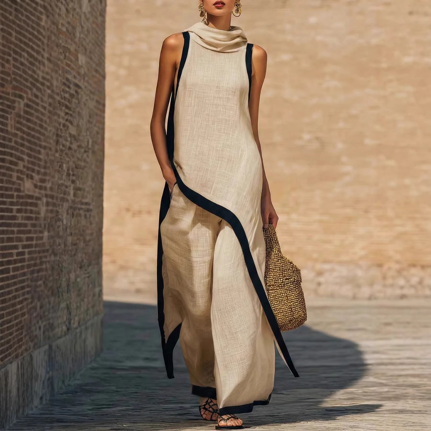 Women's Sleeveless Wide Leg Irregular Two-piece Set Fashion Casual Suit
