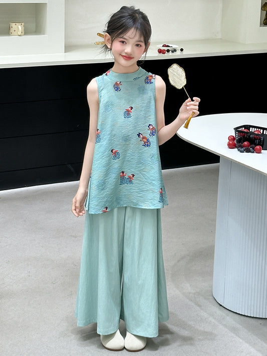 Children's Chinese Older Ancient Style Han Clothing Summer Culottes Children's Suit
