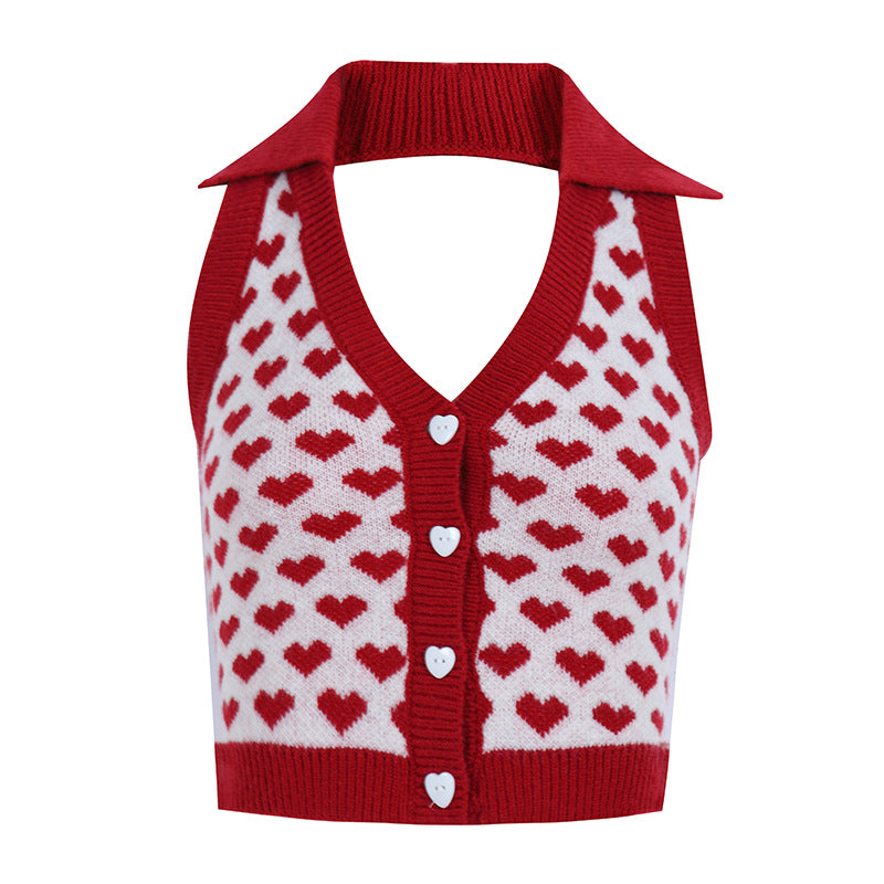 Street Fashion Irregular Pattern Contrast Color Halter Small Vest/suspenders/tube Top
