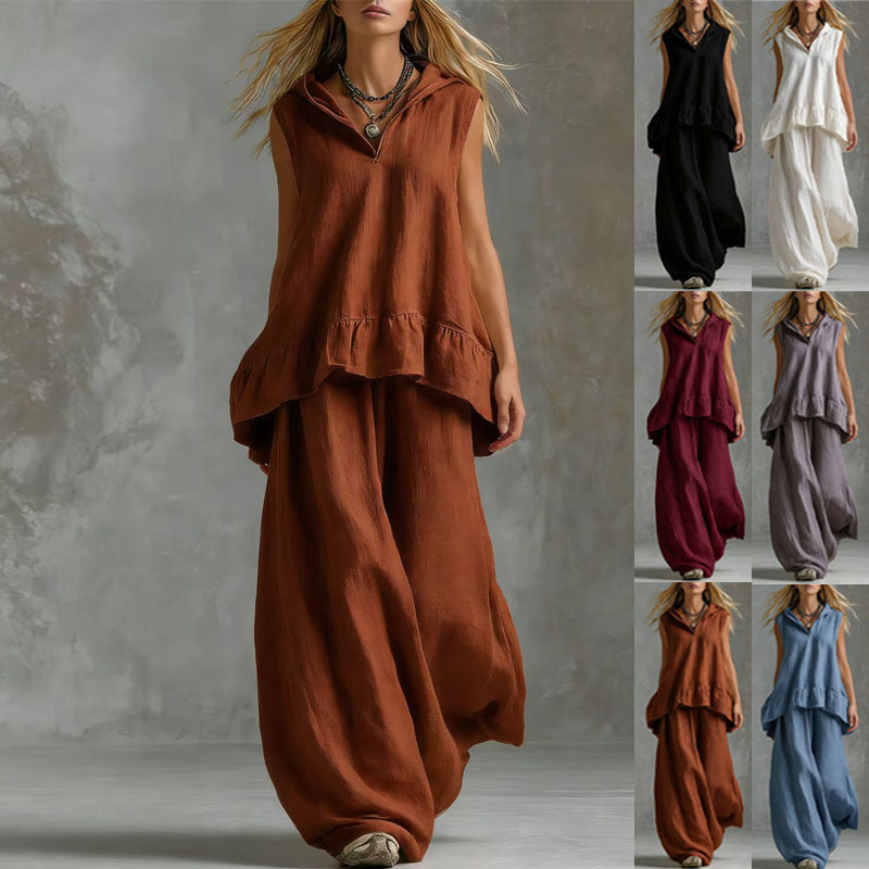Women's Summer Solid Color Irregular Loose Fashion Casual Suit