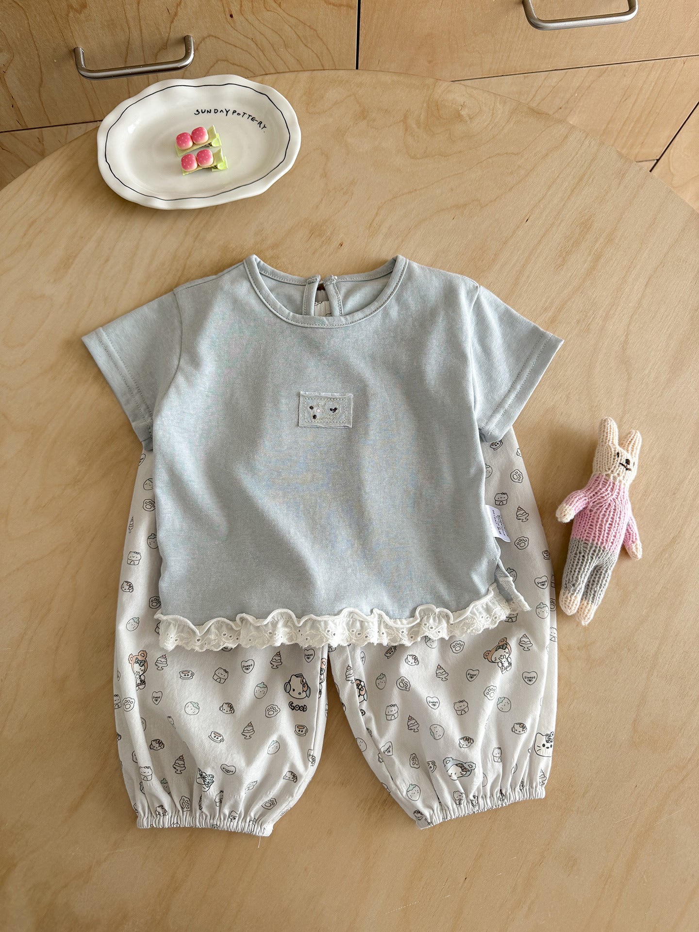 Infant Blouse Pants Summer Cartoon Short Sleeve Top Children's Suit