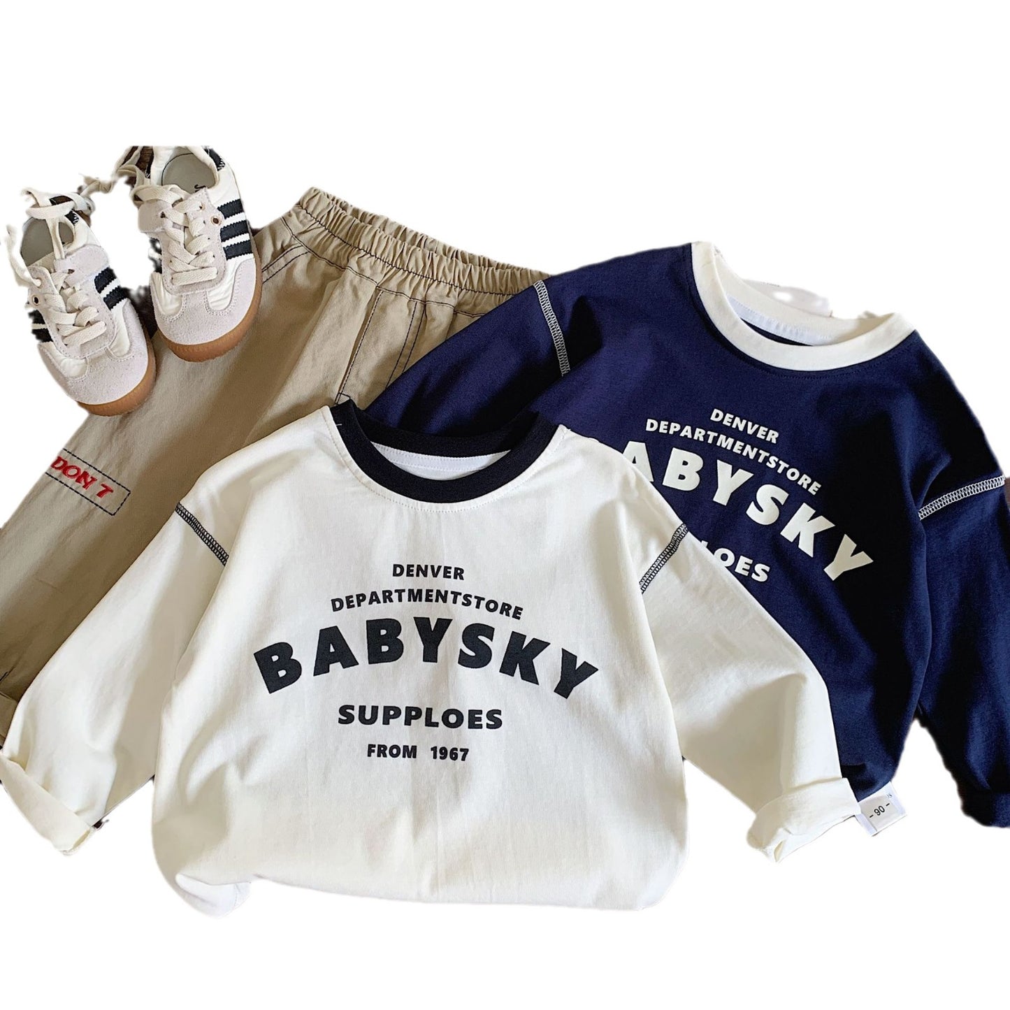 Children's Casual Bottoming Shirt Letters Printed Long-sleeved Top Children's T-shirt