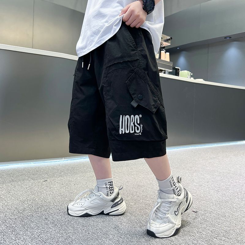 Children's Medium Big Casual Korean Style Cropped Clothing Work Clothes Middle Children's Pants